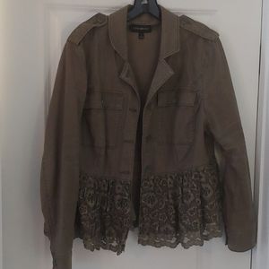 Lb olive green lace peplum jacket